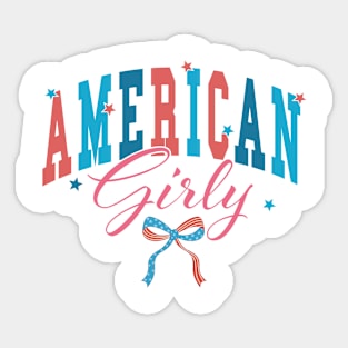 American Girly Independence Day 4th of July Retro Sticker